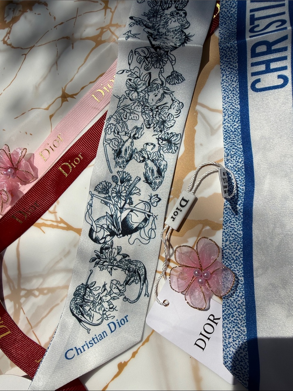 Dior mitzah scarf 100% silk new with tag - Picture 3 of 4